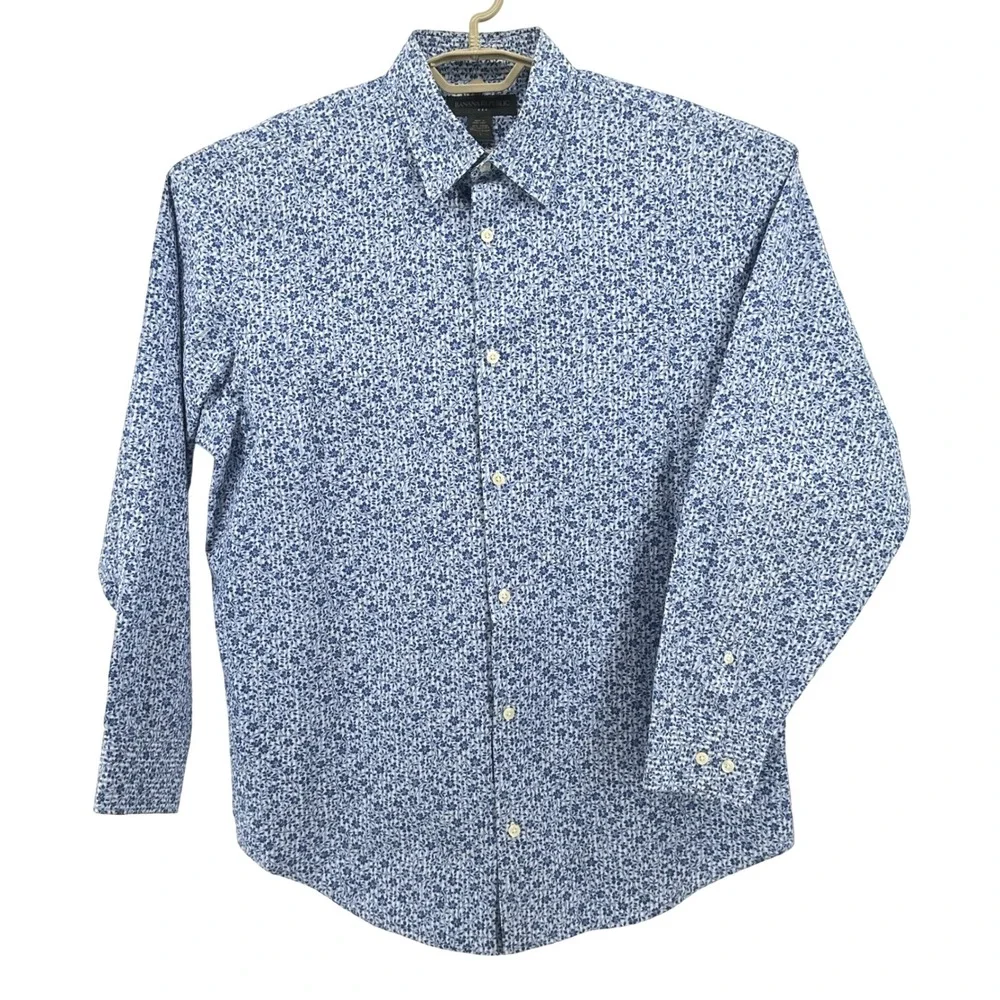 Banana Republic Blue and White Floral Button-Down Shirt